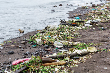 Concept of global trash pollution of the seas and oceans.