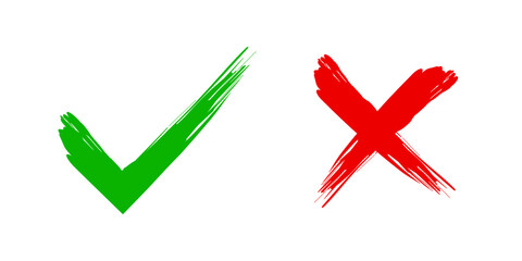 Green check mark and red cross mark icon