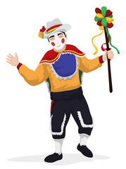 Traditional Garabato character with wand ready for the Barranquilla's Carnival, Vector illustration
