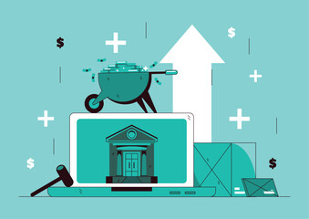 Bidding in auction concept illustration banner