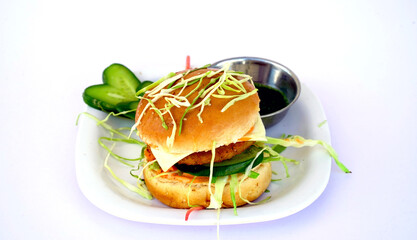 fresh tasty burger isolated on white background