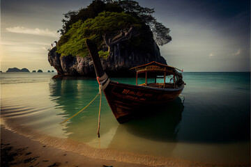 Thai traditional wooden longtail boat