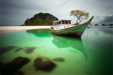 Fototapeta na wymiar Thai traditional wooden longtail boat