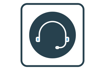 Headphone icon illustration. icon related to music player. Solid icon style. Simple vector design editable