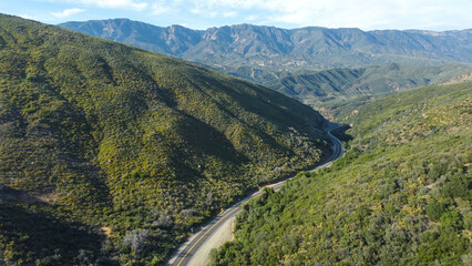 Fototapeta na wymiar State Route 33 in Los Padres National Forest near Ojai, California 