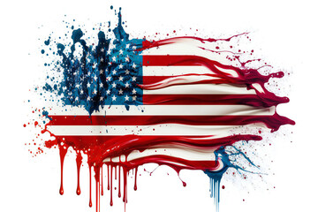 Color powder splash of USA American Flag, abstract art, patriotic America, Generative AI image .