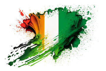 Irish flag splash powder art, color explosion, abstract art, generative AI