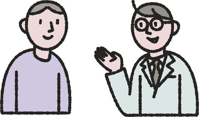 診察する先生と受診する患者イラスト素材