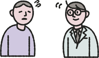 診察する先生と受診する患者イラスト素材