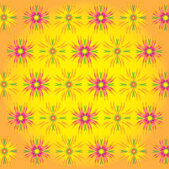 Fototapeta na wymiar Vibrant spring floral yellow-orange background. Sunny background with flowers pattern is in vector and jpg format.