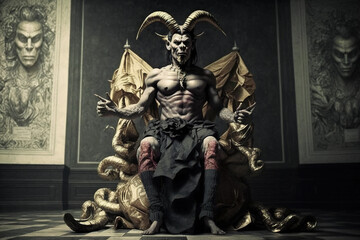 demon lucifer sitting on a throne