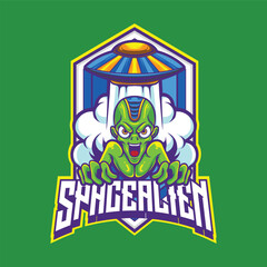 Vector alien mascot logo template for esport and sport team