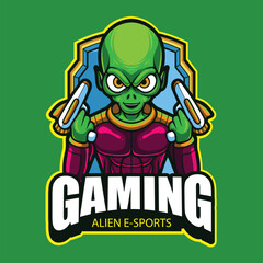Vector alien mascot logo template for esport and sport team