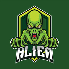 Vector alien mascot logo template for esport and sport team