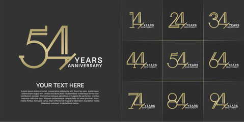 set of anniversary logotype golden and silver color for special celebration event