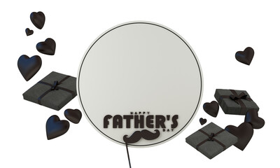 Father's Day poster or banner template with necktie and heart shape on PNG. Greetings and presents for Father's Dad. Promotion and shopping template for love dad. 3d rendering