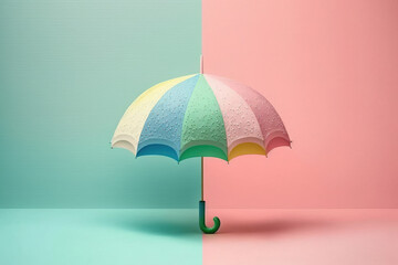 3d umbrella illustration with a pastel backdrop made by generative ai