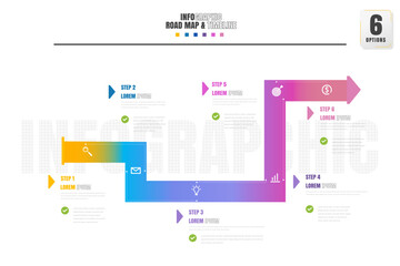 Timeline infographics design template with 6 options, process diagram.	