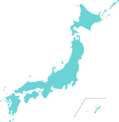 水色の日本地図のシルエットイラスト