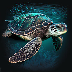 Green sea turtle art