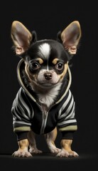 Cool, Cute and Adorable Humanoid Chihuahua in Stylish Sportswear: A Unique Athletic Animal in Action with Comfortable Activewear and Gym Clothes like Men, Women, and Kids (generative AI)
