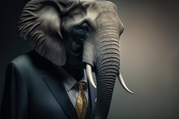 elephant animal in suit, isolated, business, personality type, animal types created with generative ai technology