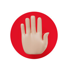 Obraz premium Stop red road sign 3d with hand stop symbol isolated. traffic stop, dangerous signs, 3d render illustration
