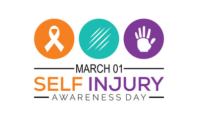 Vector Illustration Self-Injury Awareness Day.Every year month of March we celebrate self injury awareness day . self injury awareness day celebration template design.