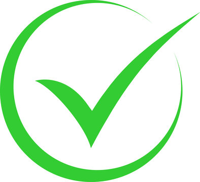 Green check mark icon symbol logo in a circle. Tick symbol green checkmark approve transparent	
