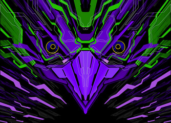Cyberpunk Eagle Mecha Futuristic Background 10