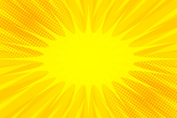 Yellow comic pop art vintage background with halftone dots