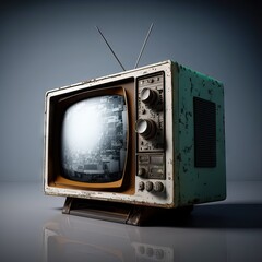 Old and Broken Vintage TV from the 80's, for remembering the past, old tv shows, and great moments from decades ago, generative ai