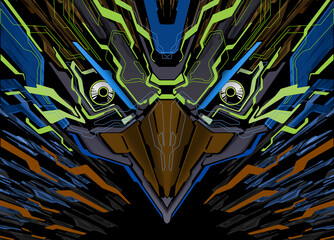 Cyberpunk Eagle Mecha Futuristic Background 37