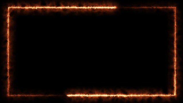 rectangle frame of fire ultra HD. fire buring electric border frame.
