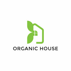 Farm House with Fresh Floral Leaf for Nature Home Garden Cultivate Plantation Logo design