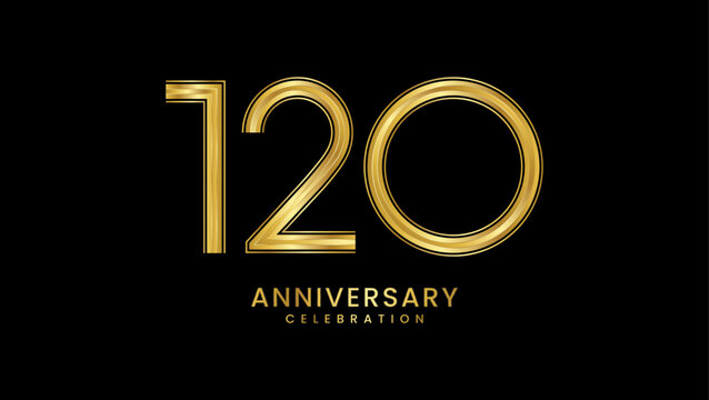 120th Anniversary celebration. Anniversary logo design with golden color for anniversary celebration event. Logo Vector Template Illustration
