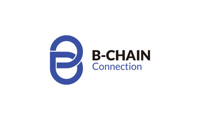 Logo vector minimalist letter B blue chain connection symbol logotype