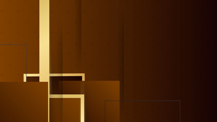 Wallpaper in geometric style overlay brown background. Abstract Elegant golden lines and brown Background.