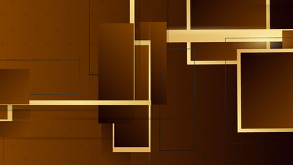 Wallpaper in geometric style overlay brown background. Abstract Elegant golden lines and brown Background.