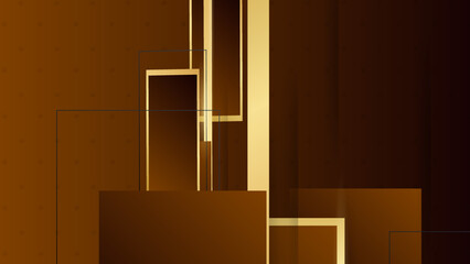 Wallpaper in geometric style overlay brown background. Abstract Elegant golden lines and brown Background.