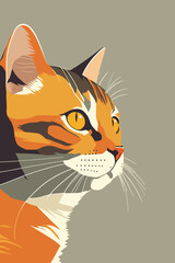Portrait of a cat on a gray background. Vector illustration.