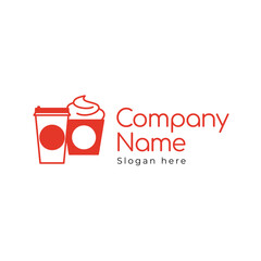 Logo with milkshake and glass of ice cream for ice cream shop or cocktail bar
