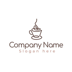 Logo icon drawn in one line in the shape of a coffee mug suitable for a coffee shop or coffee production