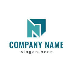Logo with a square icon in the form of a monogram with the letter N suitable for financial services and marketing services
