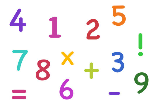 Colorful numbers pattern symbol math on white background stock