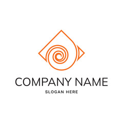 a logo with a spiral inside a rhombus, reminiscent of a prehistoric ammonite clam