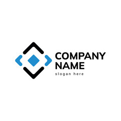 Fototapeta premium abstract square shape logo icon with blue and black color lines for business and technology sphere 