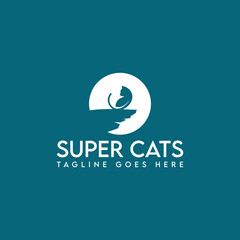 super cats logo, pet logo, animal logo, minimalist and business logo design in vector template.
