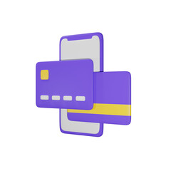 Credit card with smartphone 3d illustration