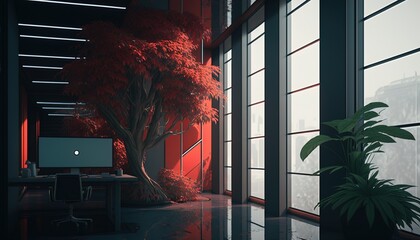 Futuristic modern creative room office  created with generative ai technology